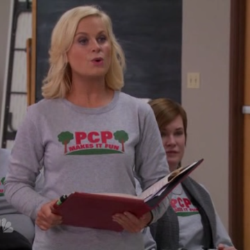 Lesley Knope in a PCP shirt